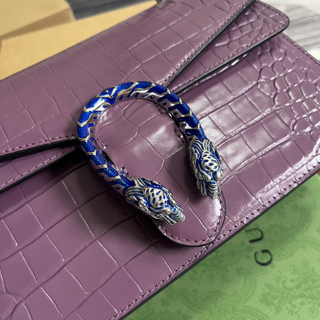 Gucci GG Dionysus Crocodile Small Shoulder Bag Orange/Red/Purple For Women? 11 in/ 28 cm