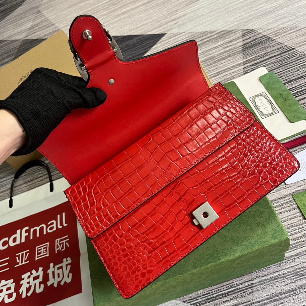 Gucci GG Dionysus Crocodile Small Shoulder Bag Orange/Red/Purple For Women? 11 in/ 28 cm