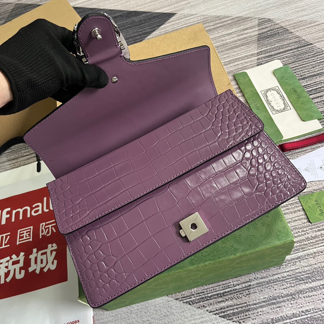 Gucci GG Dionysus Crocodile Small Shoulder Bag Orange/Red/Purple For Women? 11 in/ 28 cm