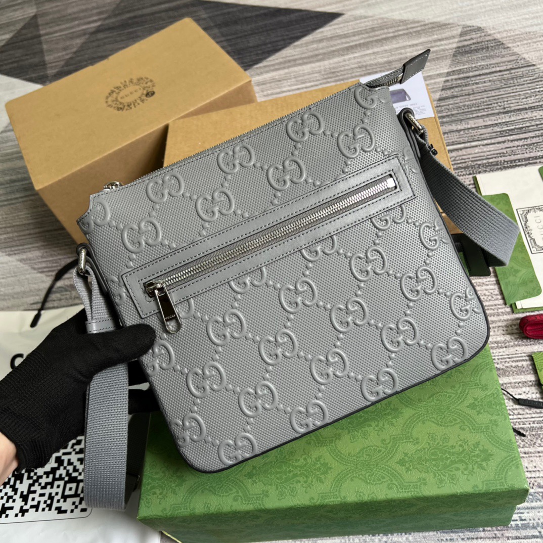 Gucci GG Embossed Bag Grey GG Embossed  For Men 10.2in/26cm GG 406410 1W3CN 1275