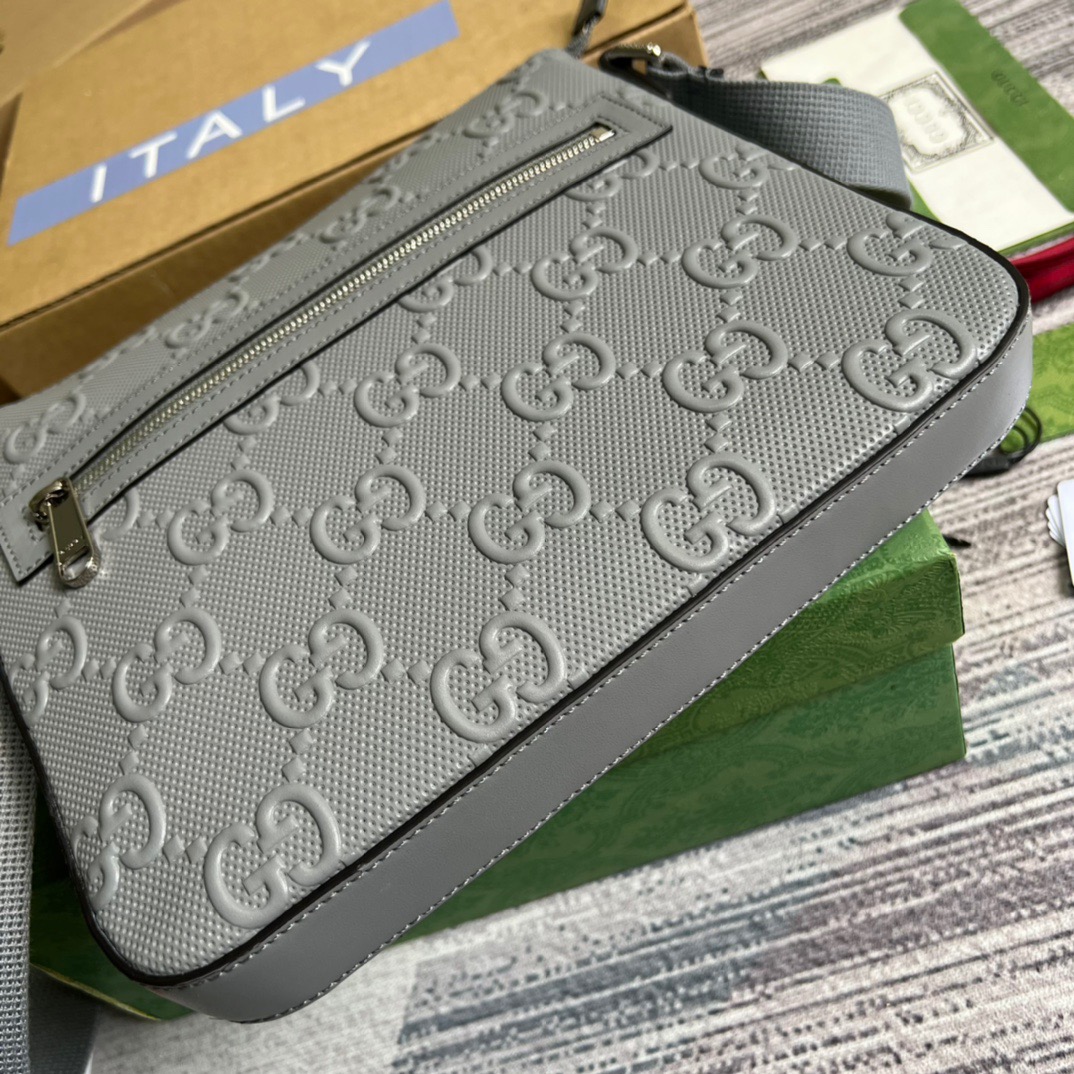 Gucci GG Embossed Bag Grey GG Embossed  For Men 10.2in/26cm GG 406410 1W3CN 1275