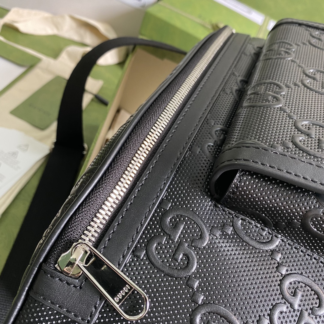 Gucci GG Embossed Belt Bag Black GG Embossed For Men  11in/28cm GG 645093 1W3CN 1000