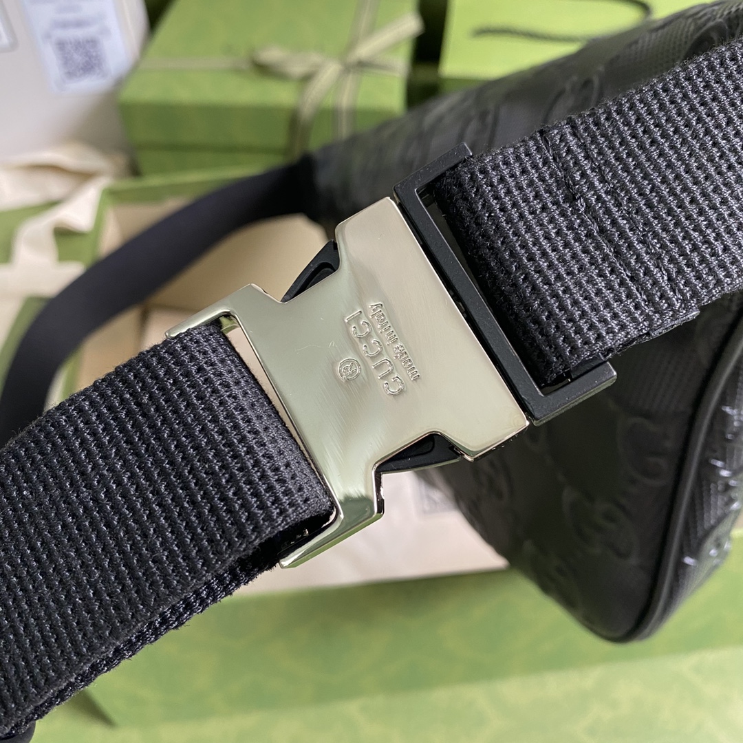 Gucci GG Embossed Belt Bag Black GG Embossed For Men  11in/28cm GG 645093 1W3CN 1000