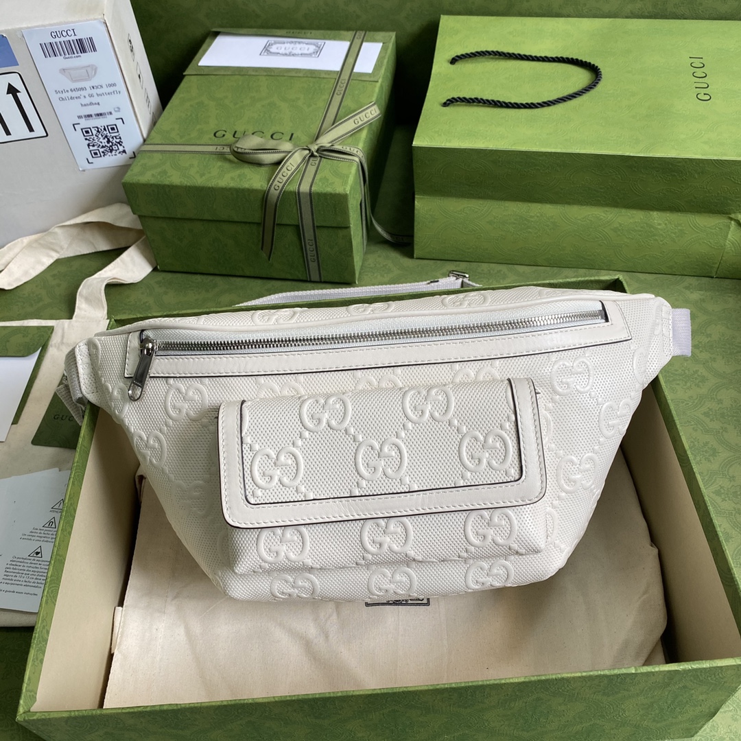 Gucci GG Embossed Belt Bag White GG Embossed For Men  11in/28cm GG