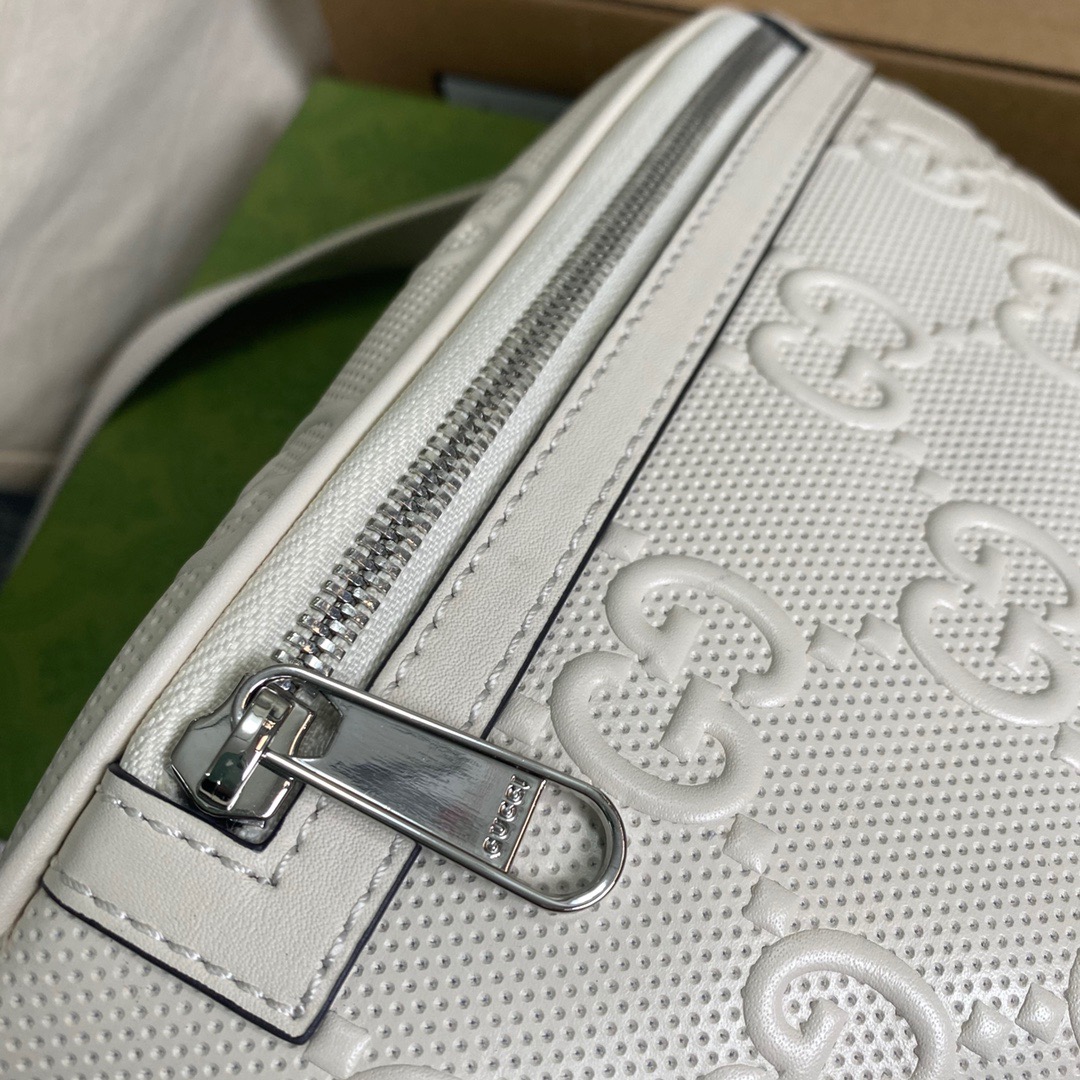 Gucci GG Embossed Belt Bag White GG Embossed For Men  9.1in/23cm GG 658582 1W3CN 9022
