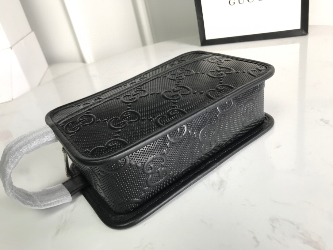 Gucci GG Embossed Cosmetic Case Black GG Embossed For Men  9in/23cm GG495