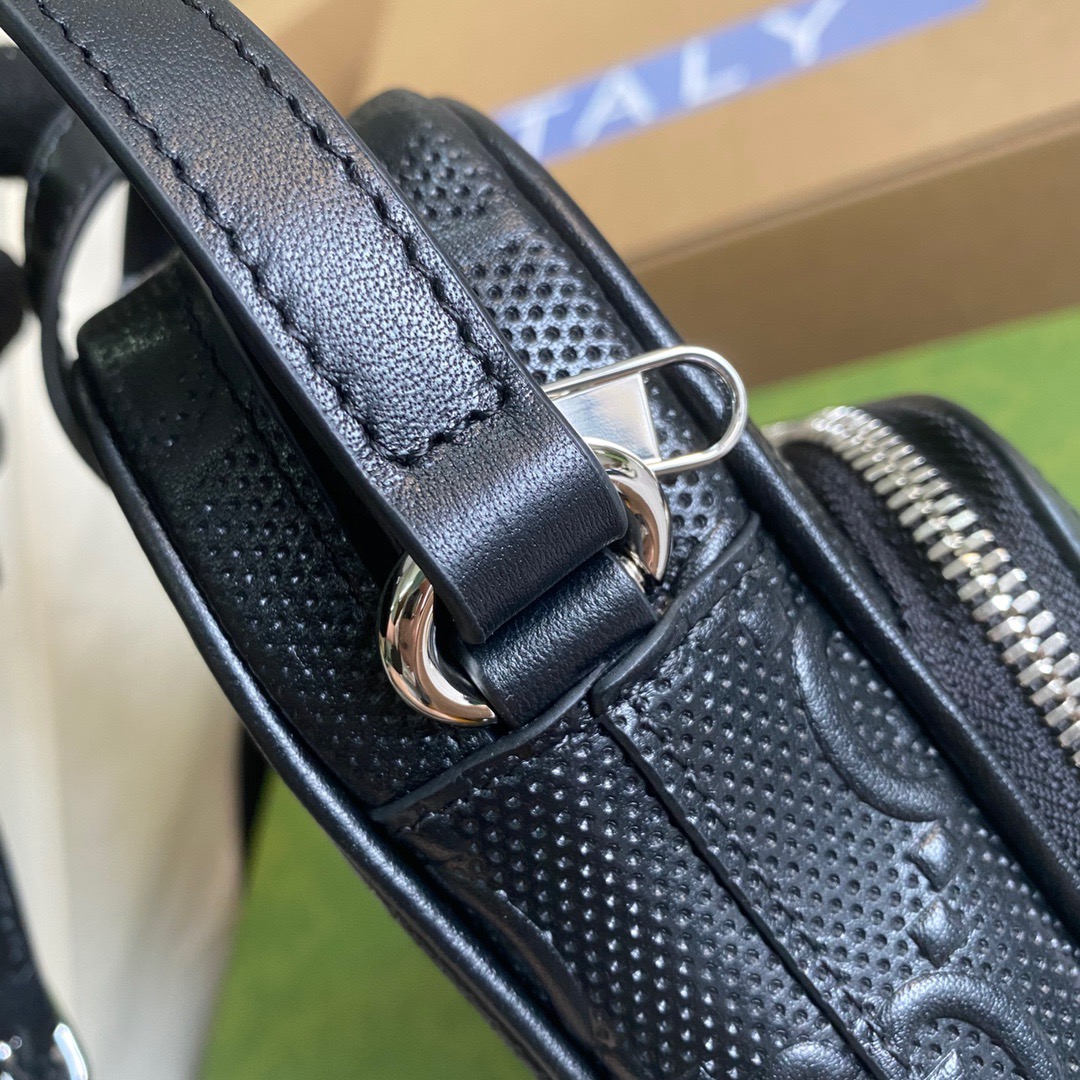 Gucci GG Embossed Mini Bag Black GG Embossed For Men 6.7in/17cm GG 658553 1W3AN 1000