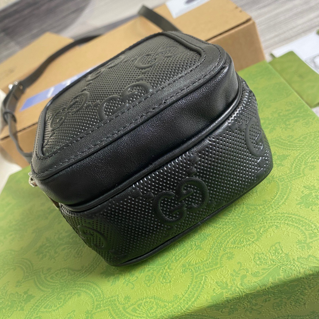 Gucci GG Embossed Mini Bag Black GG Embossed For Men 6.7in/17cm GG 658553 1W3AN 1000