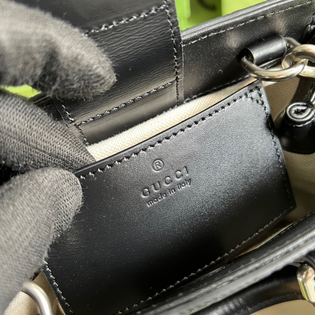 Gucci GG Embossed Mini Tote Bag Black GG Embossed For Men  7.9in/20cm GG 696010 1W3CN 1000