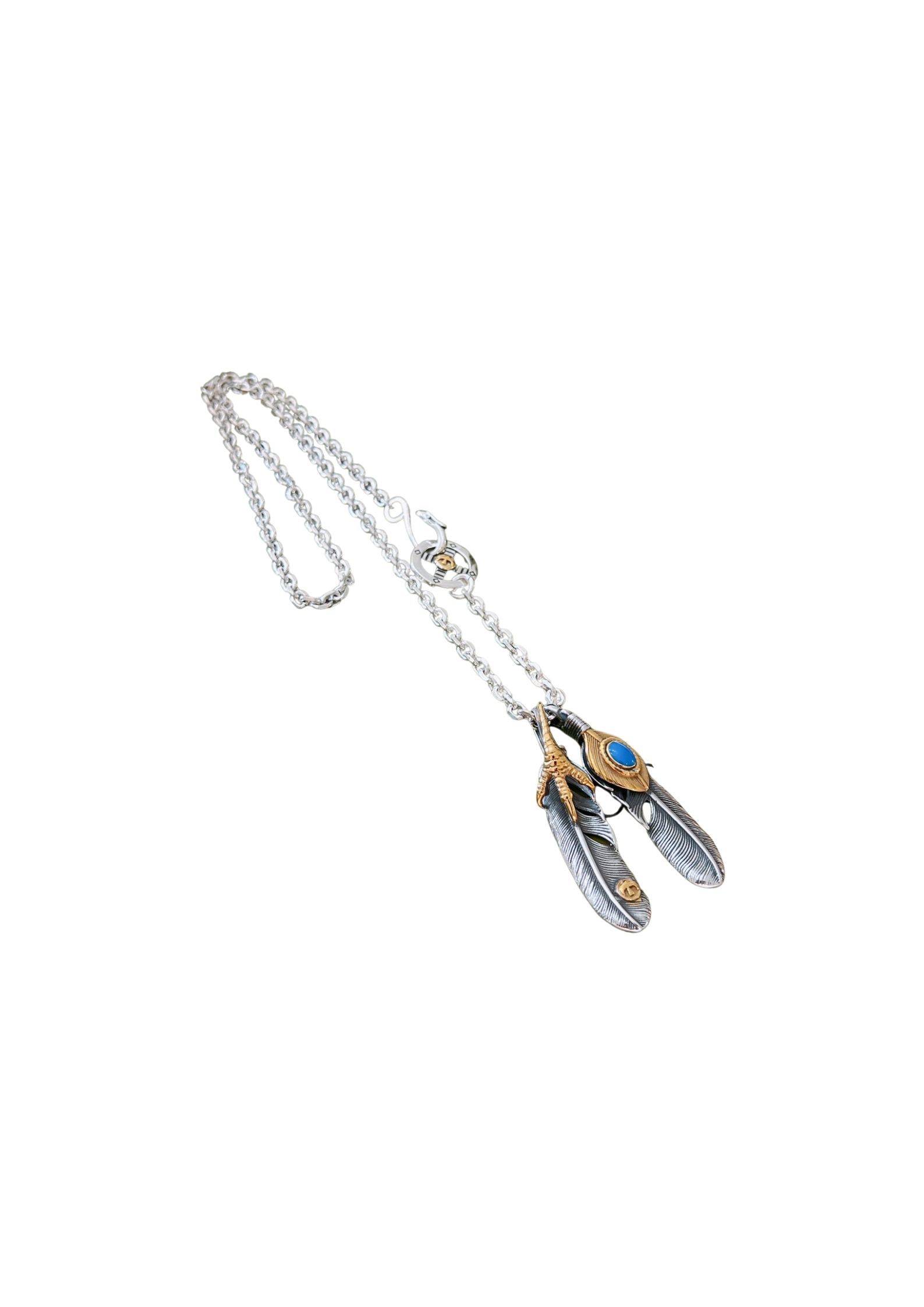 Gucci GG Feather Necklace Sliver Tone For Women