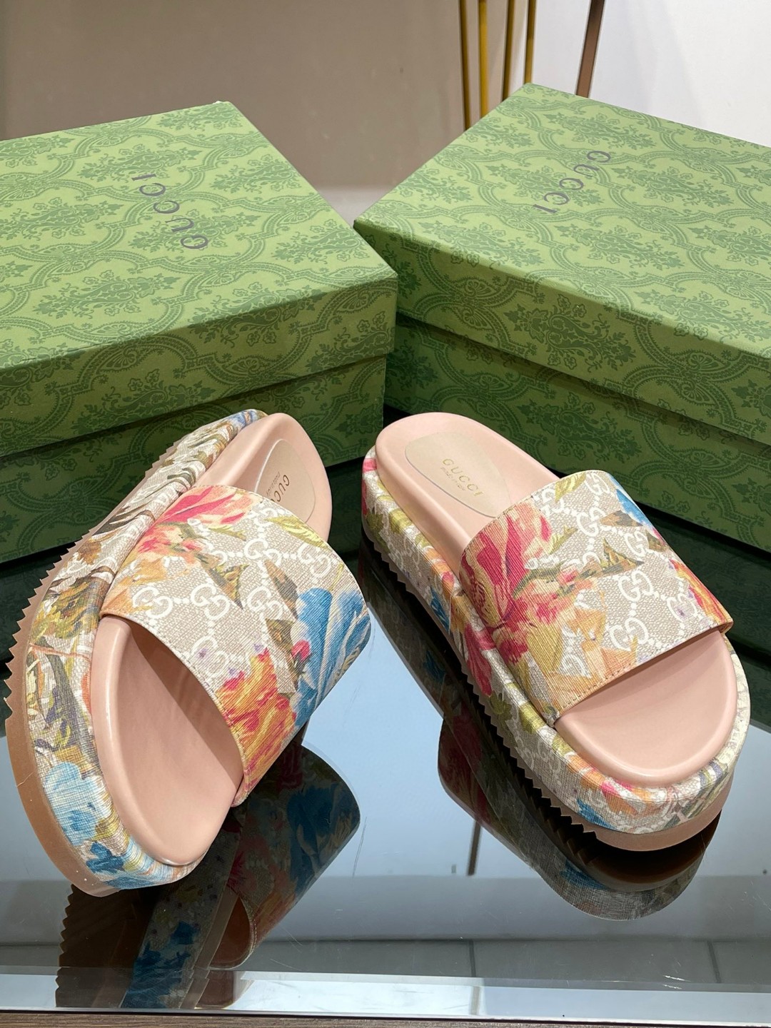 Gucci Gg Flora Slide Sandal Multicolor For Women