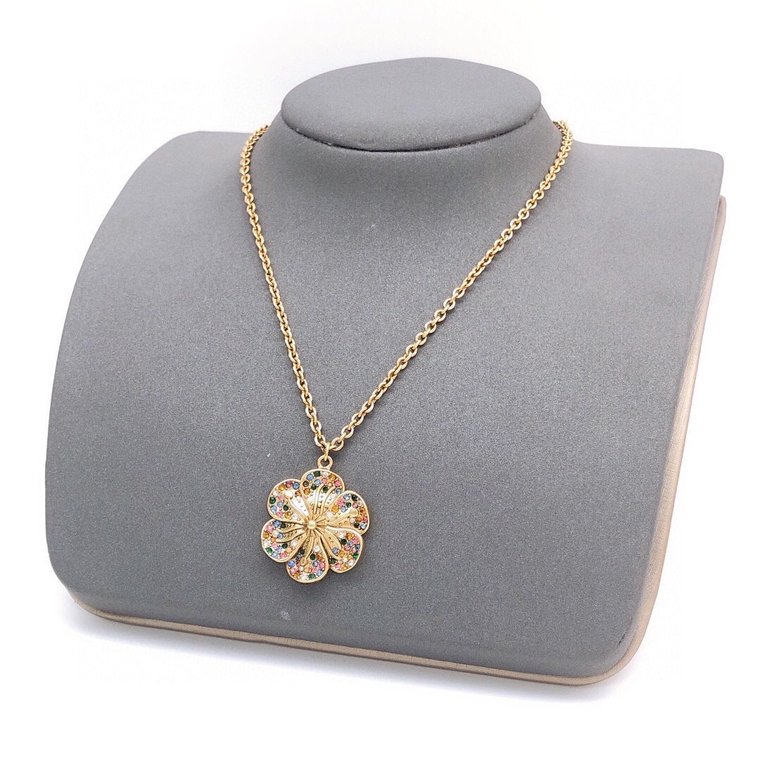 Gucci GG Flower Necklace Gold Tone For Women