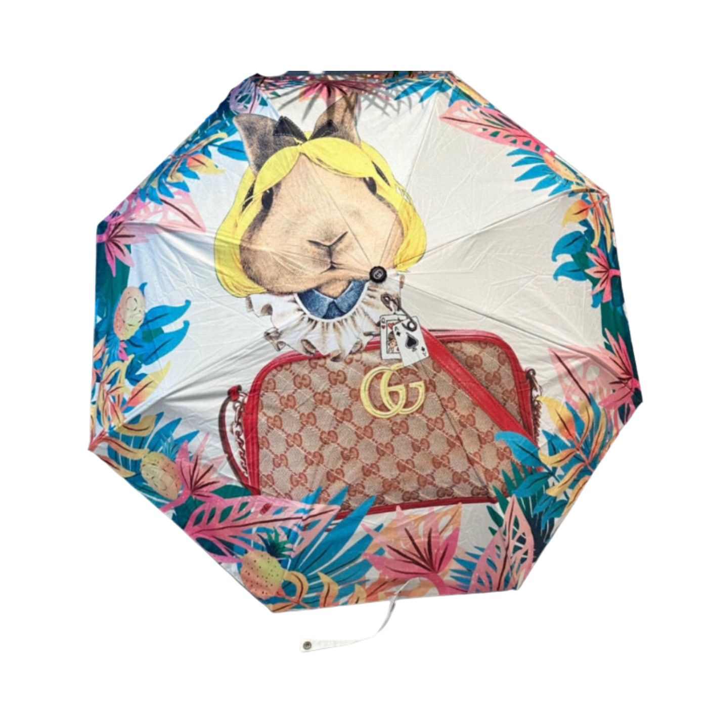 Gucci GG Folding Umbrella With Cartoon White