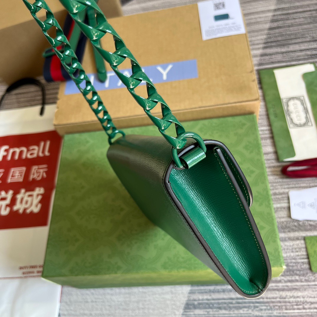 Gucci GG Horsebit 1955 Mini Bag Black/ Green For Women ?724713 AABE1 1060 7.9 in/ 20 cm