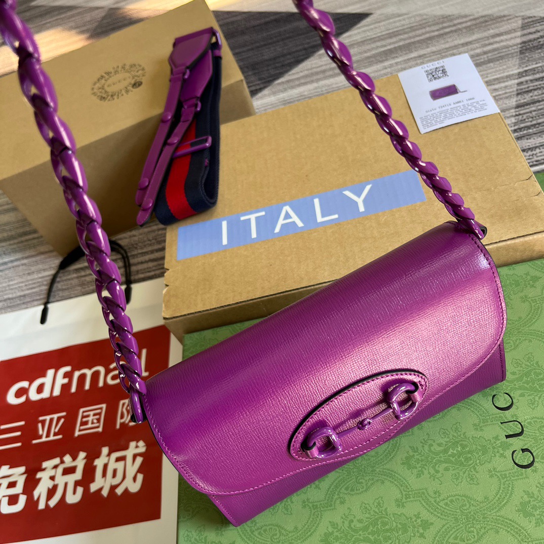 Gucci GG Horsebit 1955 Mini Bag Purple/Orange/Navy Blue For Women ???724713 AABE1 5546 7.9 in/ 20 cm