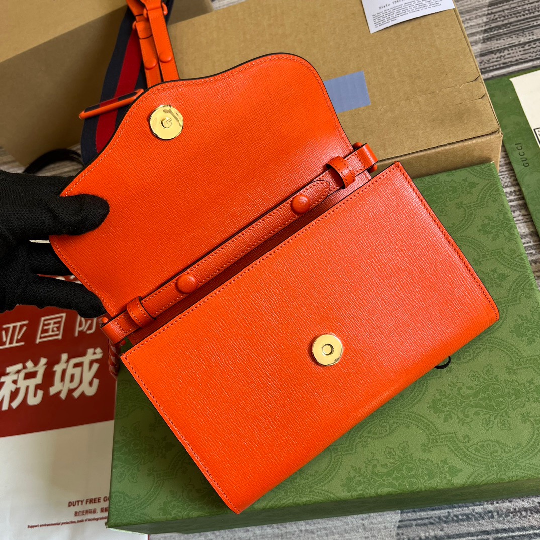 Gucci GG Horsebit 1955 Mini Bag Purple/Orange/Navy Blue For Women ???724713 AABE1 5546 7.9 in/ 20 cm