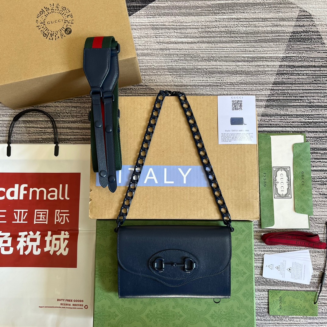 Gucci GG Horsebit 1955 Mini Bag Purple/Orange/Navy Blue For Women ???724713 AABE1 5546 7.9 in/ 20 cm