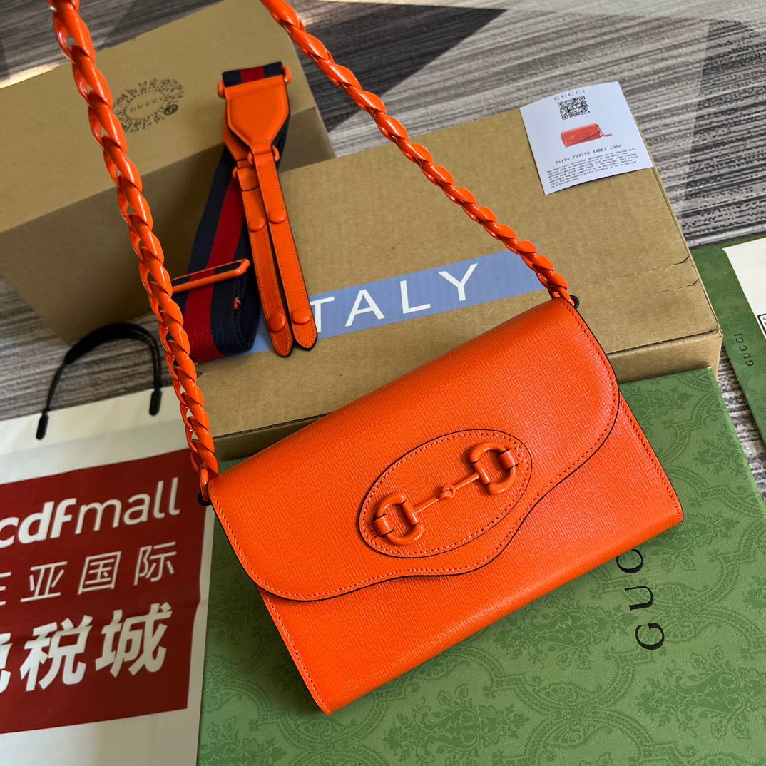 Gucci GG Horsebit 1955 Mini Bag Purple/Orange/Navy Blue For Women ???724713 AABE1 5546 7.9 in/ 20 cm