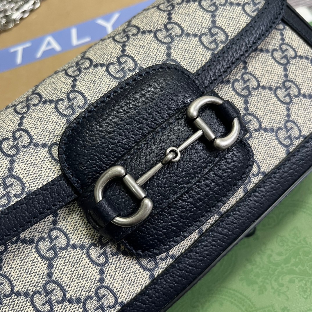 Gucci GG Horsebit 1955 Shoulder Bag White And Beige/Brown And Begie/White And Grey/ Black And Grey For Women? ?735178 FABLN 9897 9.4 in/ 24 cm