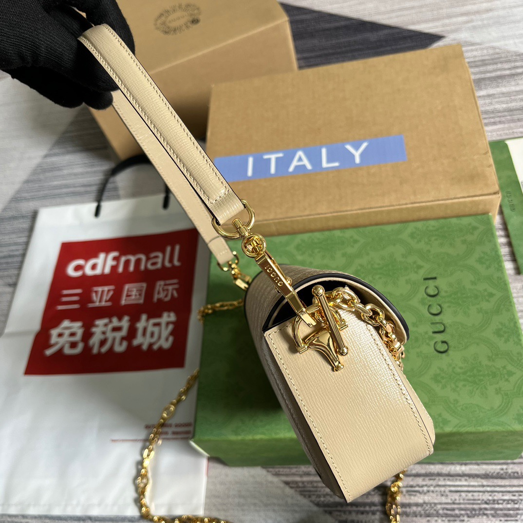 Gucci GG Horsebit 1955 Shoulder Bag White And Beige/Brown And Begie/White And Grey/ Black And Grey For Women? ?735178 FABLN 9897 9.4 in/ 24 cm