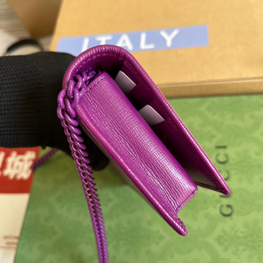Gucci GG Horsebit 1955 Wallet With Chain Black/Navy Blue/Purple For Women ?621892 1AAJ8 1000 7.5 in/ 19 cm