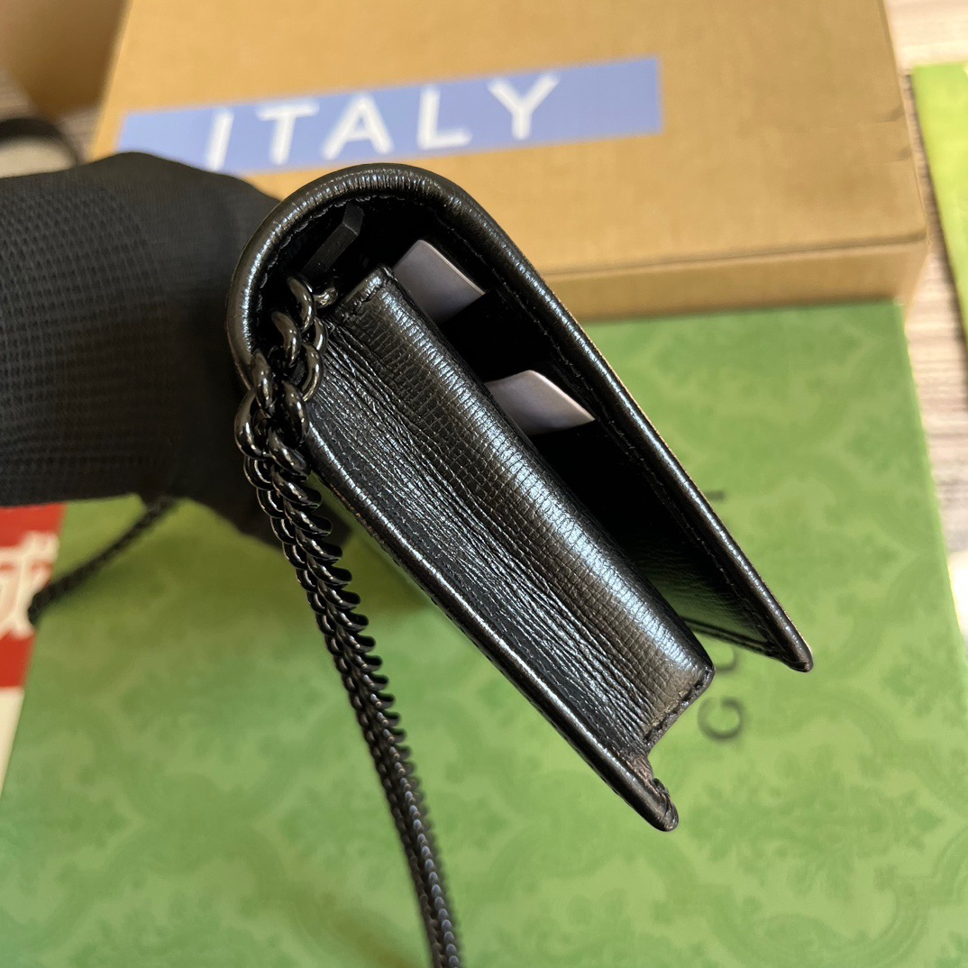 Gucci GG Horsebit 1955 Wallet With Chain Black/Navy Blue/Purple For Women ?621892 1AAJ8 1000 7.5 in/ 19 cm
