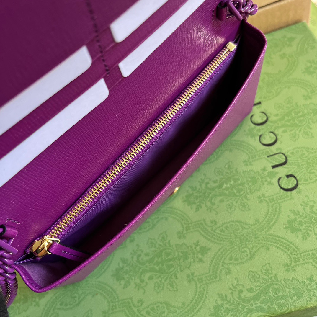 Gucci GG Horsebit 1955 Wallet With Chain Black/Navy Blue/Purple For Women ?621892 1AAJ8 1000 7.5 in/ 19 cm