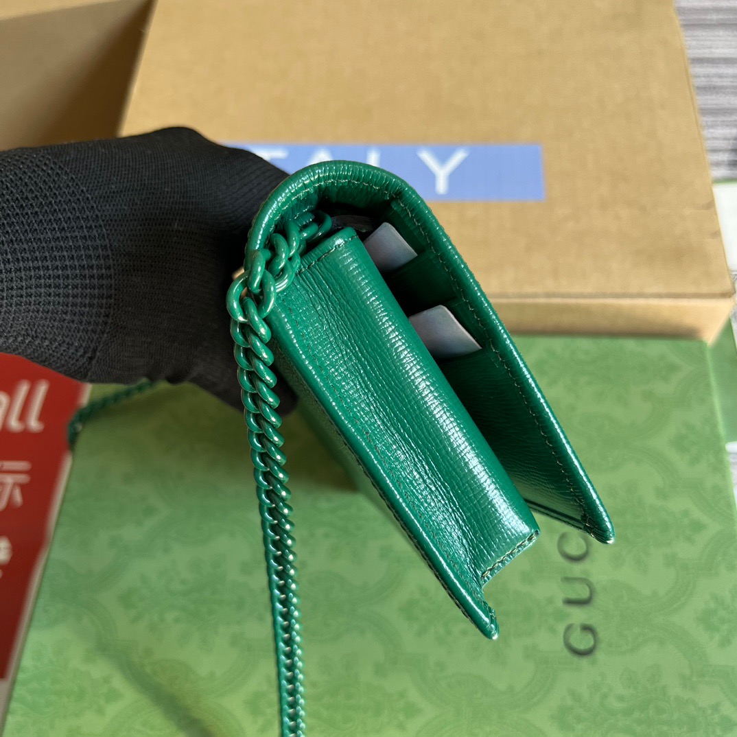 Gucci GG Horsebit 1955 Wallet With Chain Orange/Green For Women ???621892 1AAJ8 7519 7.5 in/ 19 cm