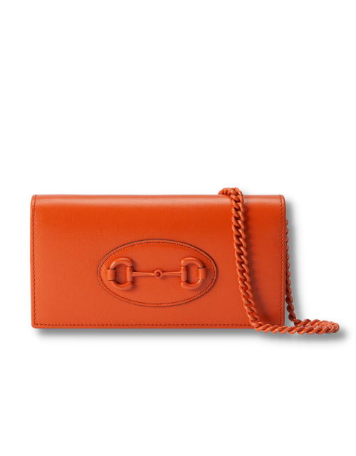 Gucci GG Horsebit 1955 Wallet With Chain Orange/Green For Women ???621892 1AAJ8 7519 7.5 in/ 19 cm