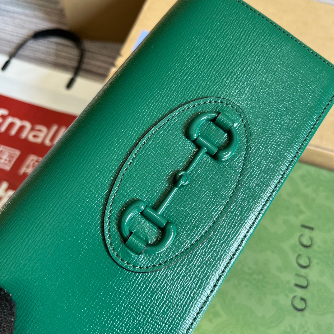 Gucci GG Horsebit 1955 Wallet With Chain Orange/Green For Women ???621892 1AAJ8 7519 7.5 in/ 19 cm