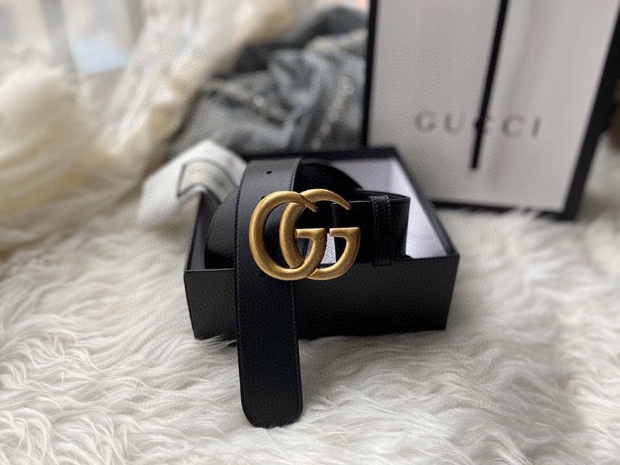 Gucci GG Marmont Belt With Shiny Buckle Black For Women, Women Belt 406831 0YA0G 1000