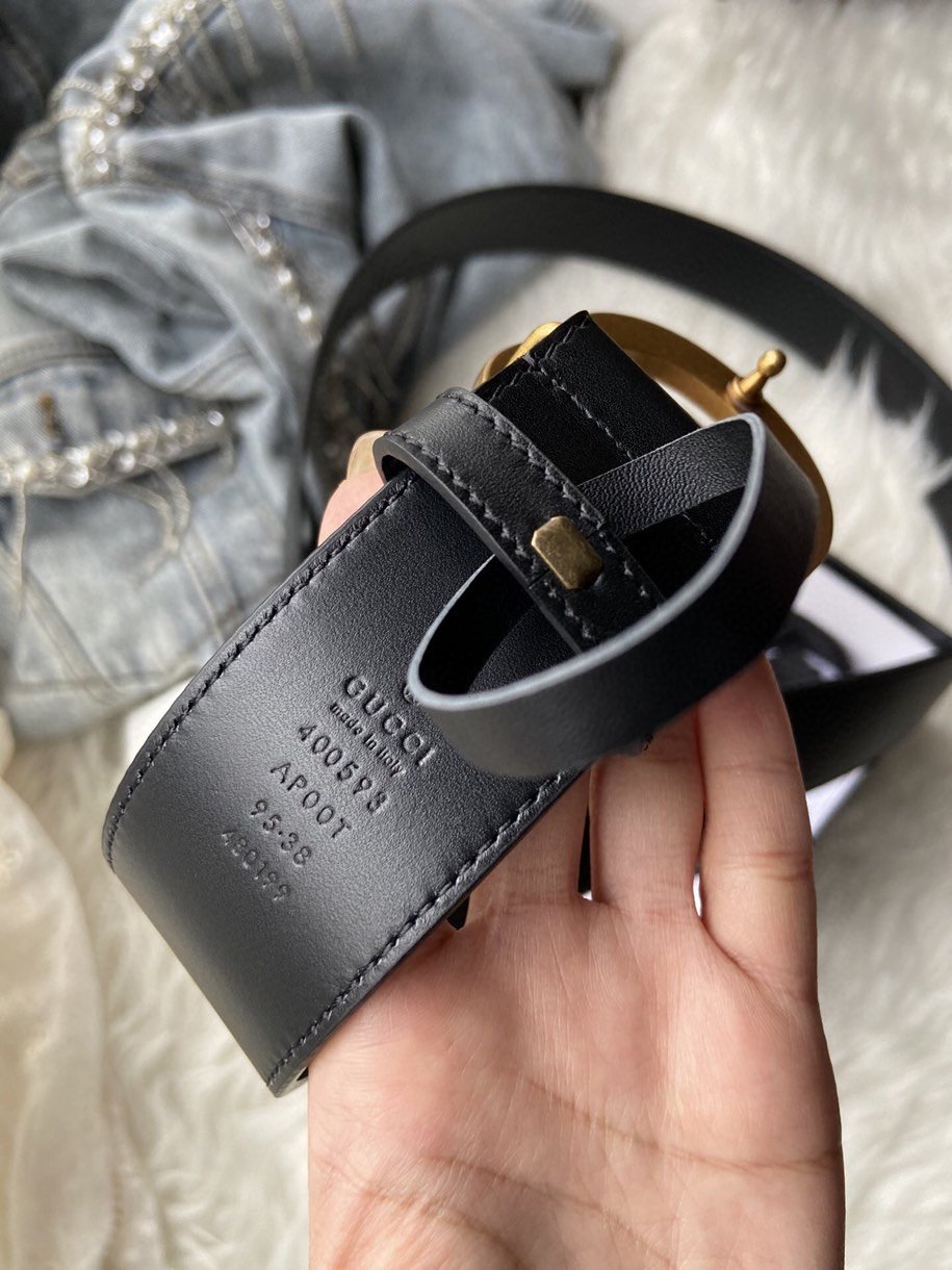 Gucci GG Marmont Belt With Shiny Buckle Black For Women, Women Belt 406831 0YA0G 1000