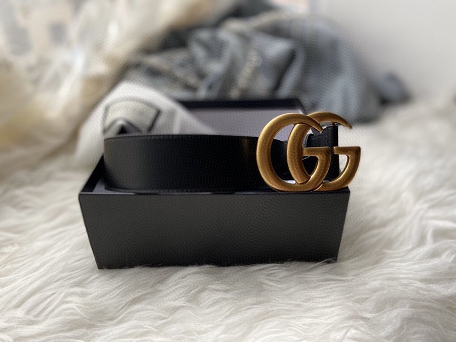 Gucci GG Marmont Belt With Shiny Buckle Black For Women, Women Belt 406831 0YA0G 1000