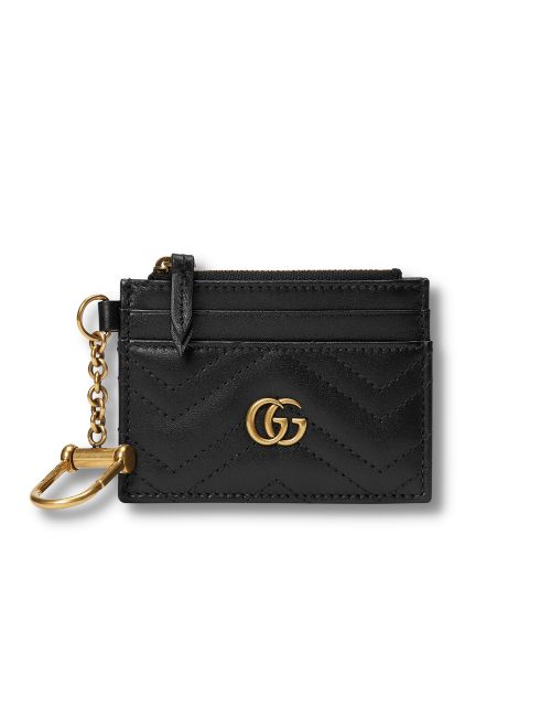 Gucci GG Marmont Keychain Wallet Black/Beige/ Red For Women? 627064 DTDHT 1000 3.9 in/ 10 cm
