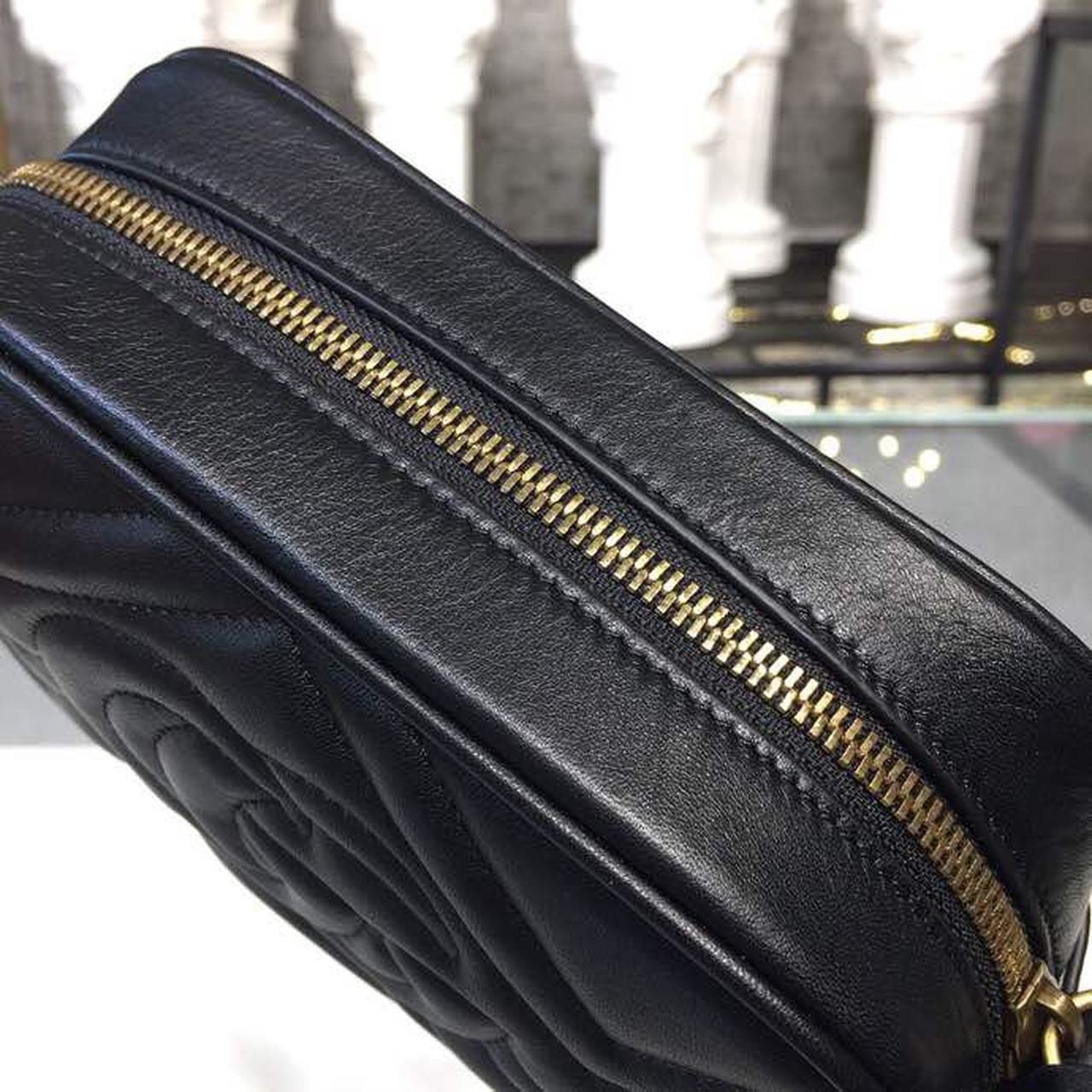 Gucci GG Marmont Matelassé Mini Bag Black Matelassé Chevron For Women 7in/18cm GG 448065 DTD1T 1000