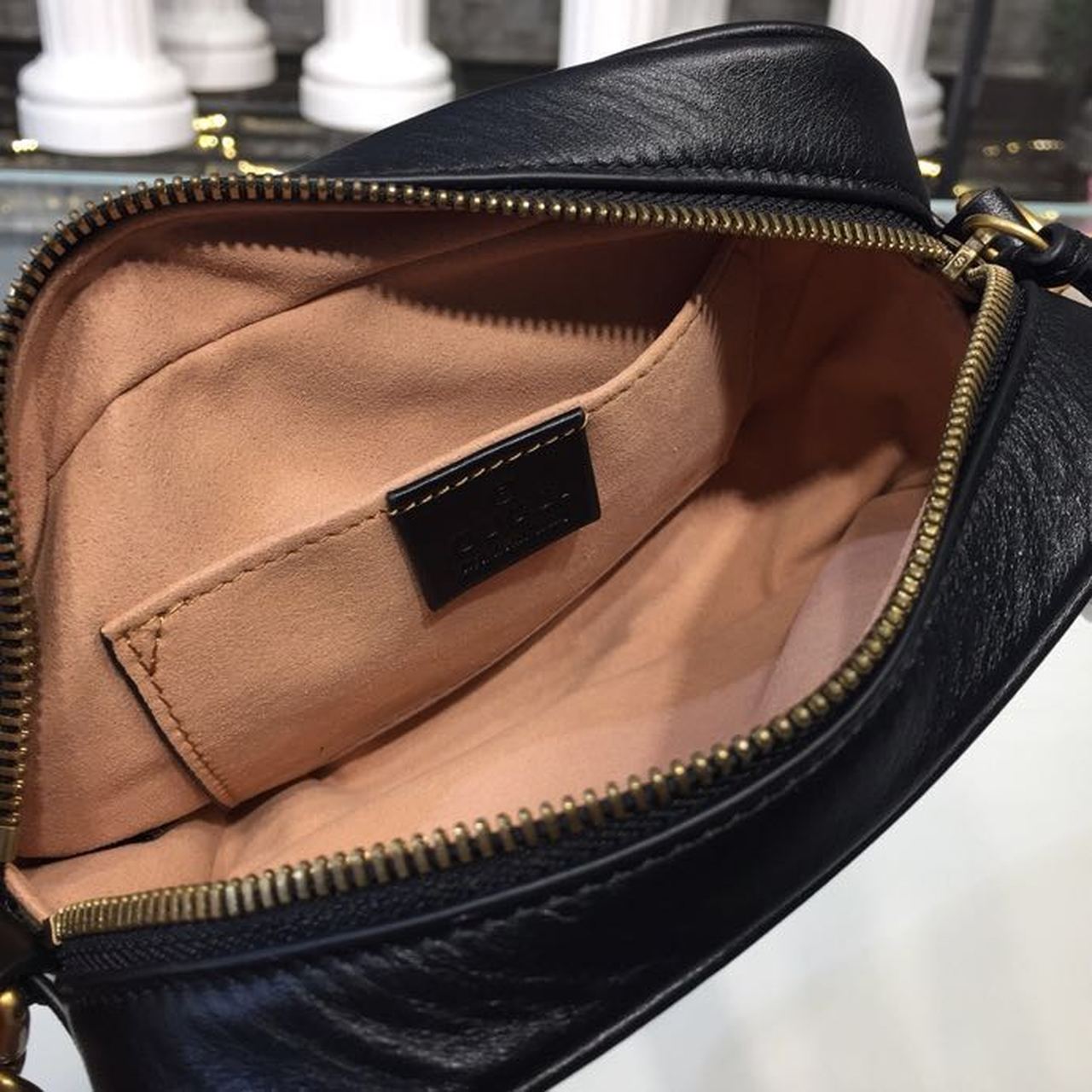 Gucci GG Marmont Matelassé Mini Bag Black Matelassé Chevron For Women 7in/18cm GG 448065 DTD1T 1000