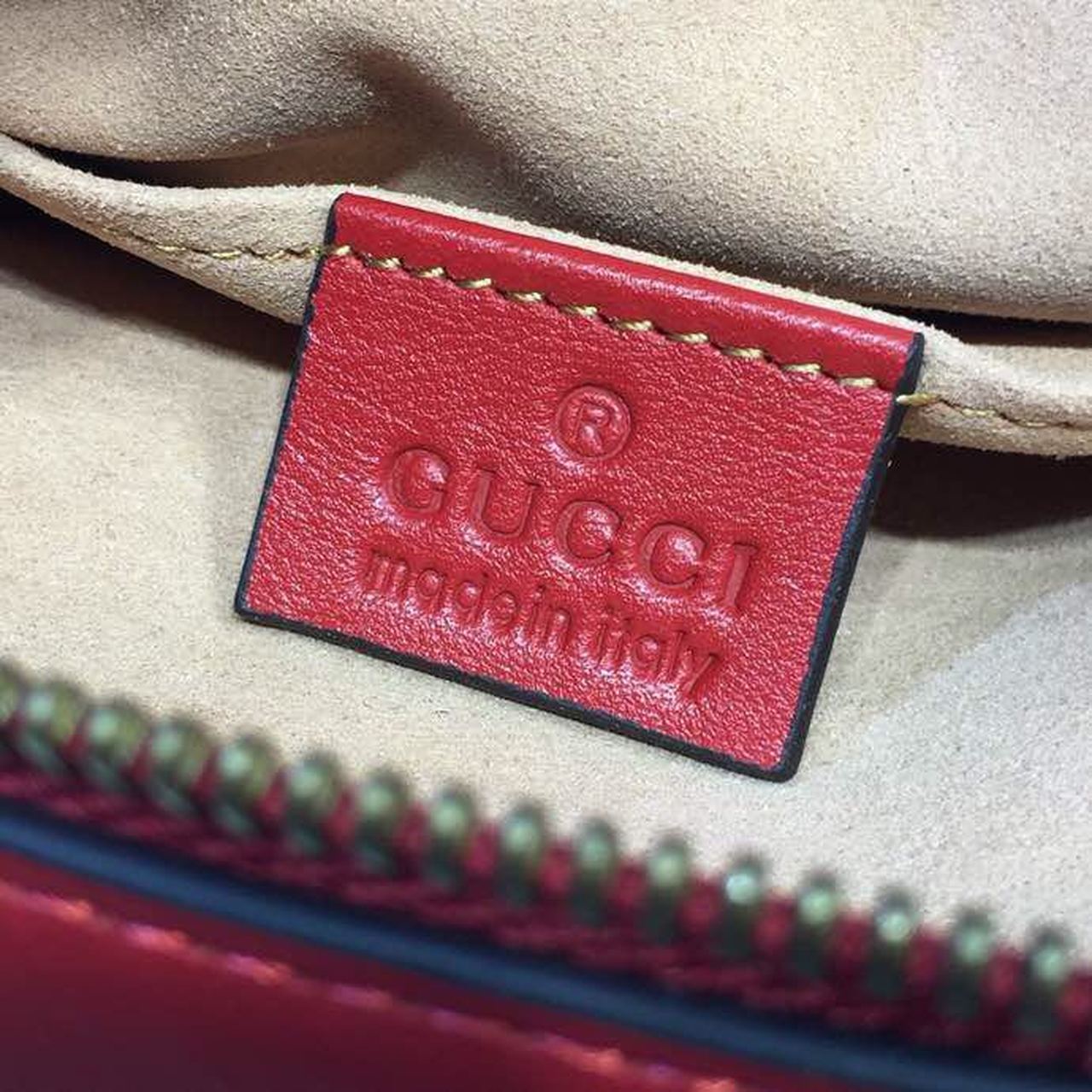 Gucci GG Marmont Matelassé Mini Bag Hibiscus Red Matelassé Chevron For Women 7in/18cm GG