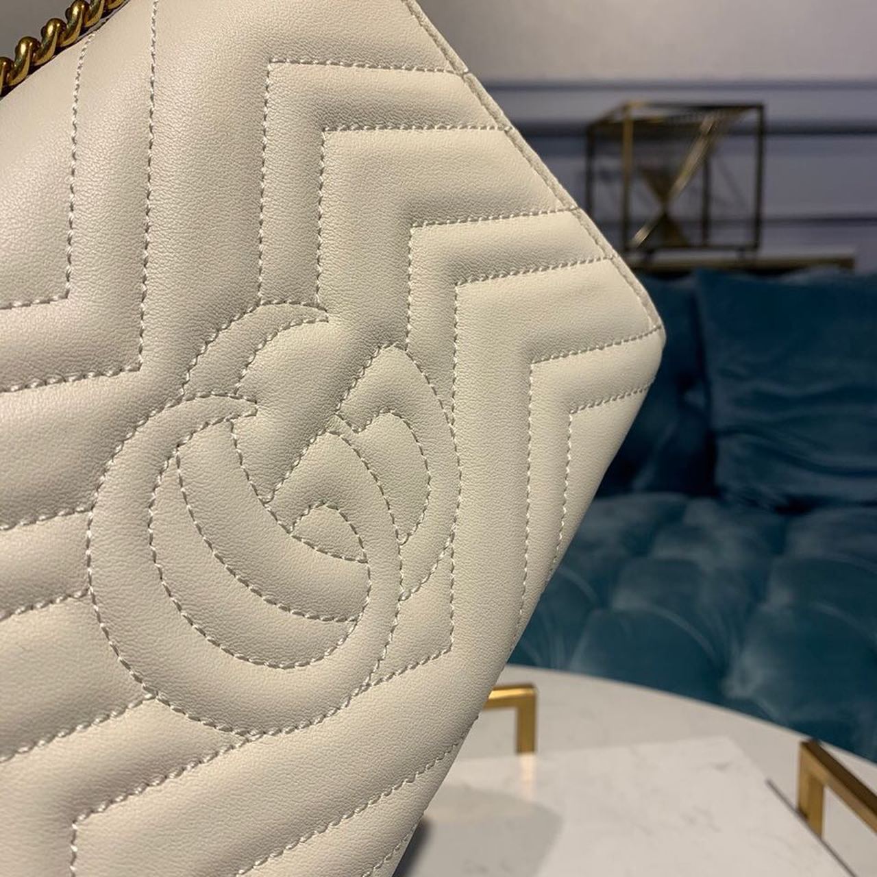Gucci GG Marmont Matelassé Mini Bag White Matelassé For Women 8in/20cm GG 474575 DTD5N 9022