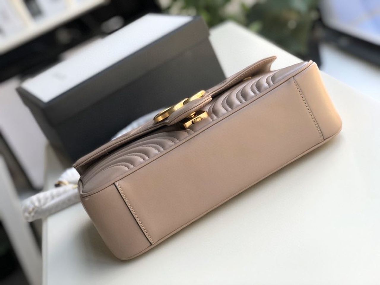Gucci GG Marmont Matelassé Shoulder Bag Dusty Pink Matelassé Chevron For Women 10in/26cm GG 443497 DTDIT 5729