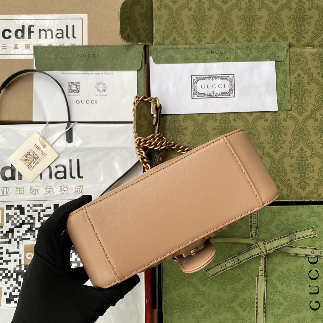 Gucci GG Marmont Mini Top Handle Bag Beige For Women, Women’s Bags 8.3in/21cm GG