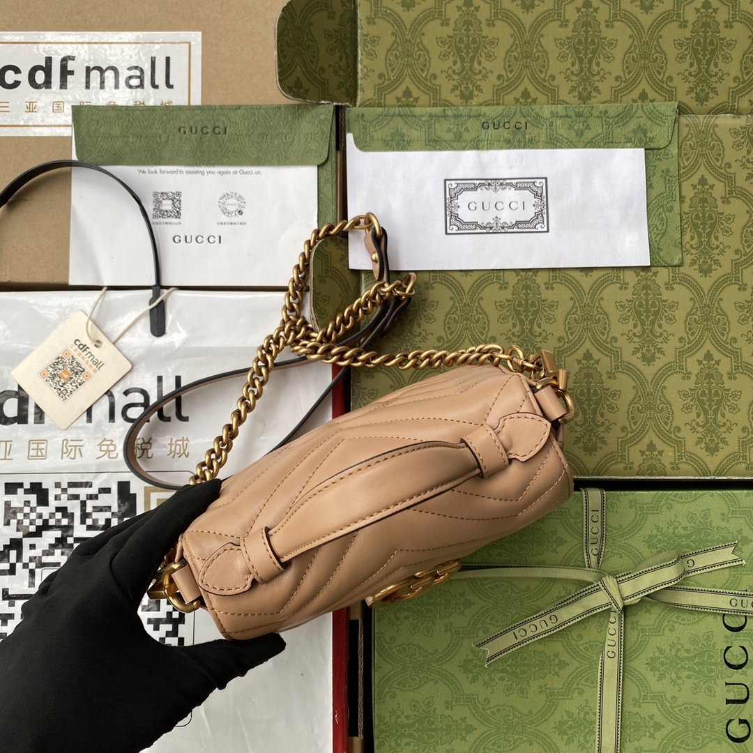 Gucci GG Marmont Mini Top Handle Bag Beige For Women, Women’s Bags 8.3in/21cm GG