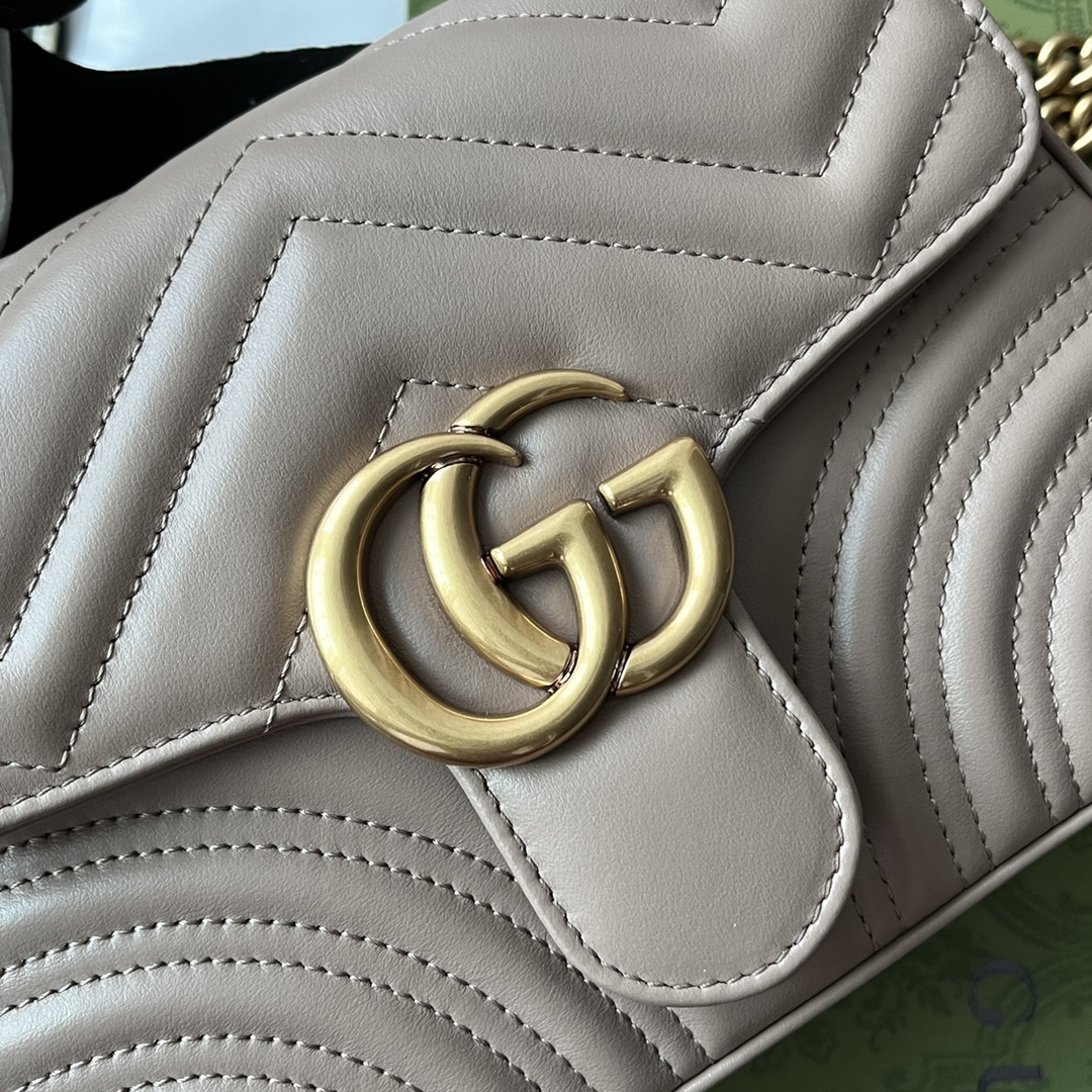 Gucci GG Marmont Mini Top Handle Bag Nude For Women, Women’s Bags 8.3in/21cm GG