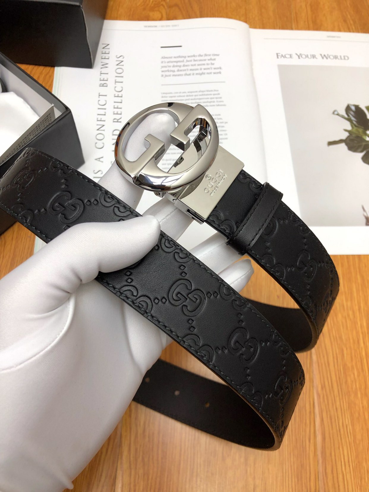 Gucci GG Marmont Reversible Belt Black, Women Belt