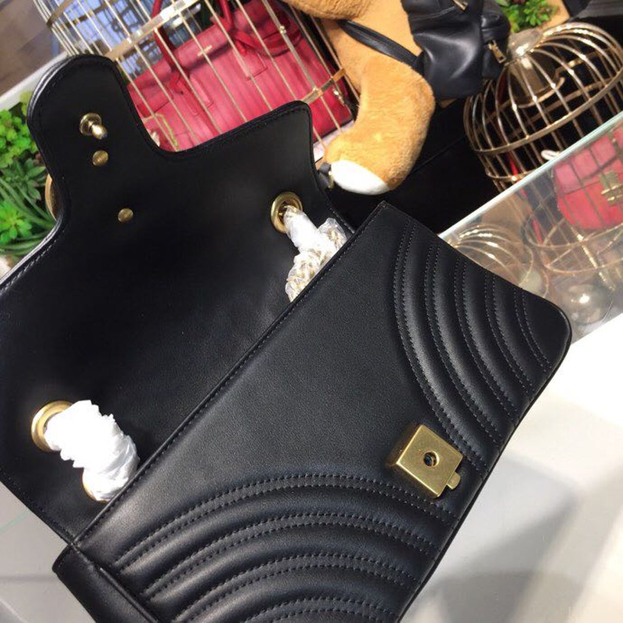 Gucci GG Marmont Small Matelassé Shoulder Bag Black For Women 10in/25cm 443497 DTDIT 1000