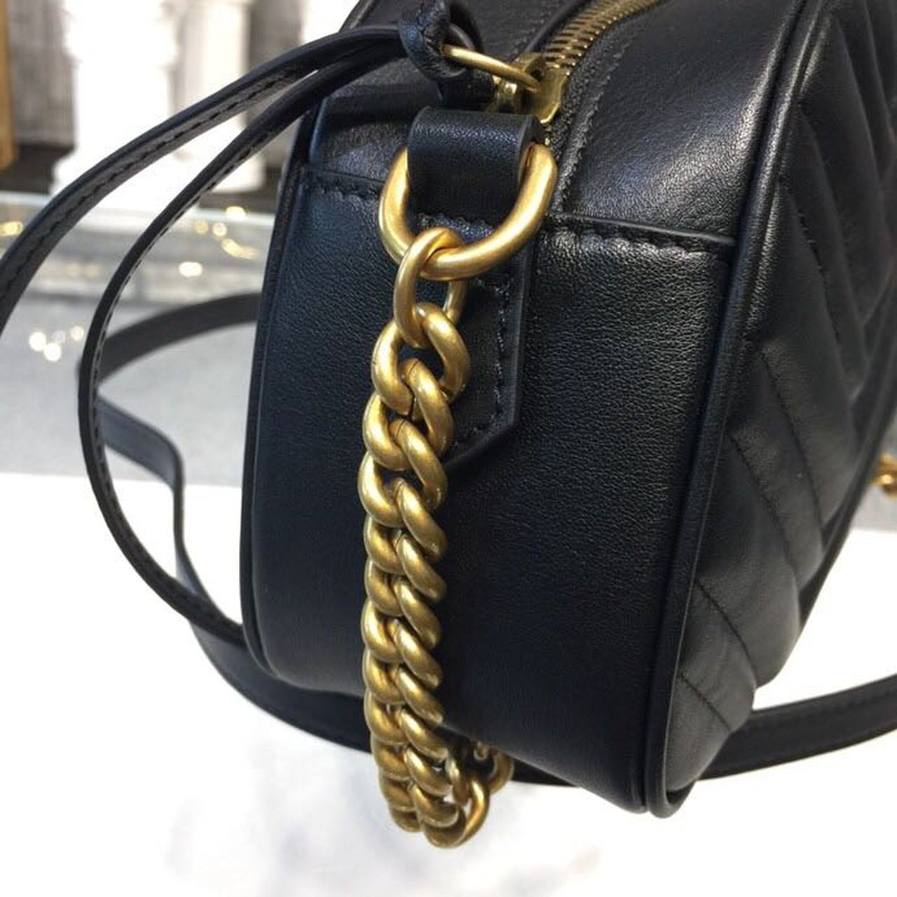 Gucci GG Marmont Small Matelassé Shoulder Bag Black Matelassé Chevron For Women 9.5in/24cm GG 447632 DTD1T 1000