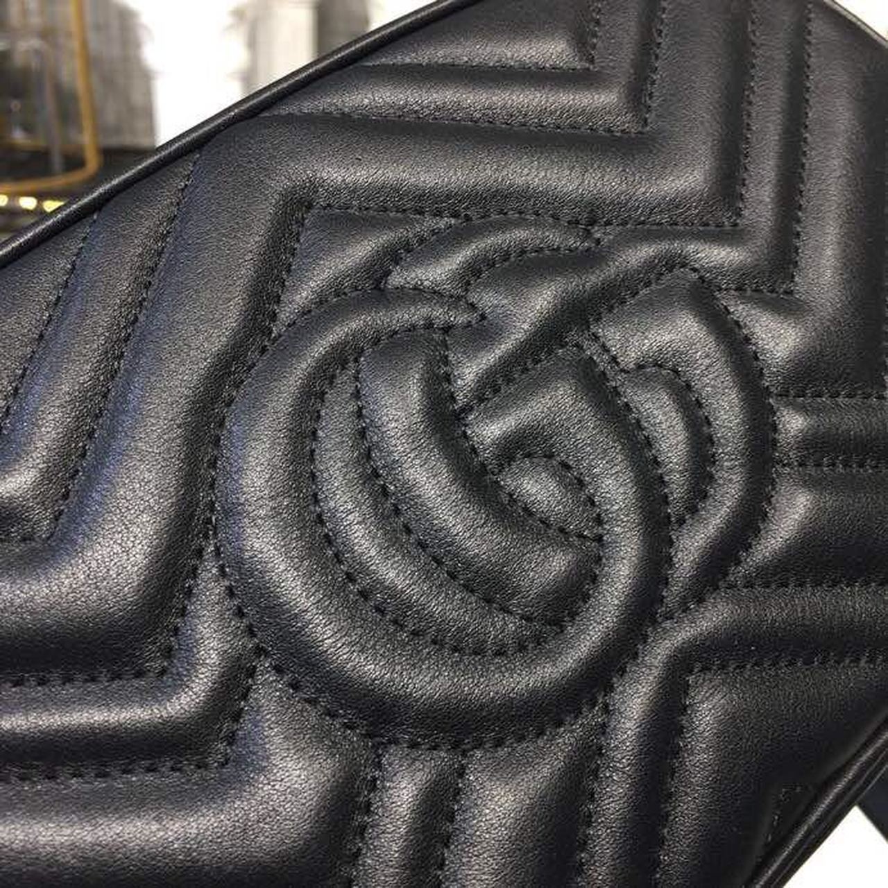 Gucci GG Marmont Small Matelassé Shoulder Bag Black Matelassé Chevron For Women 9.5in/24cm GG 447632 DTD1T 1000