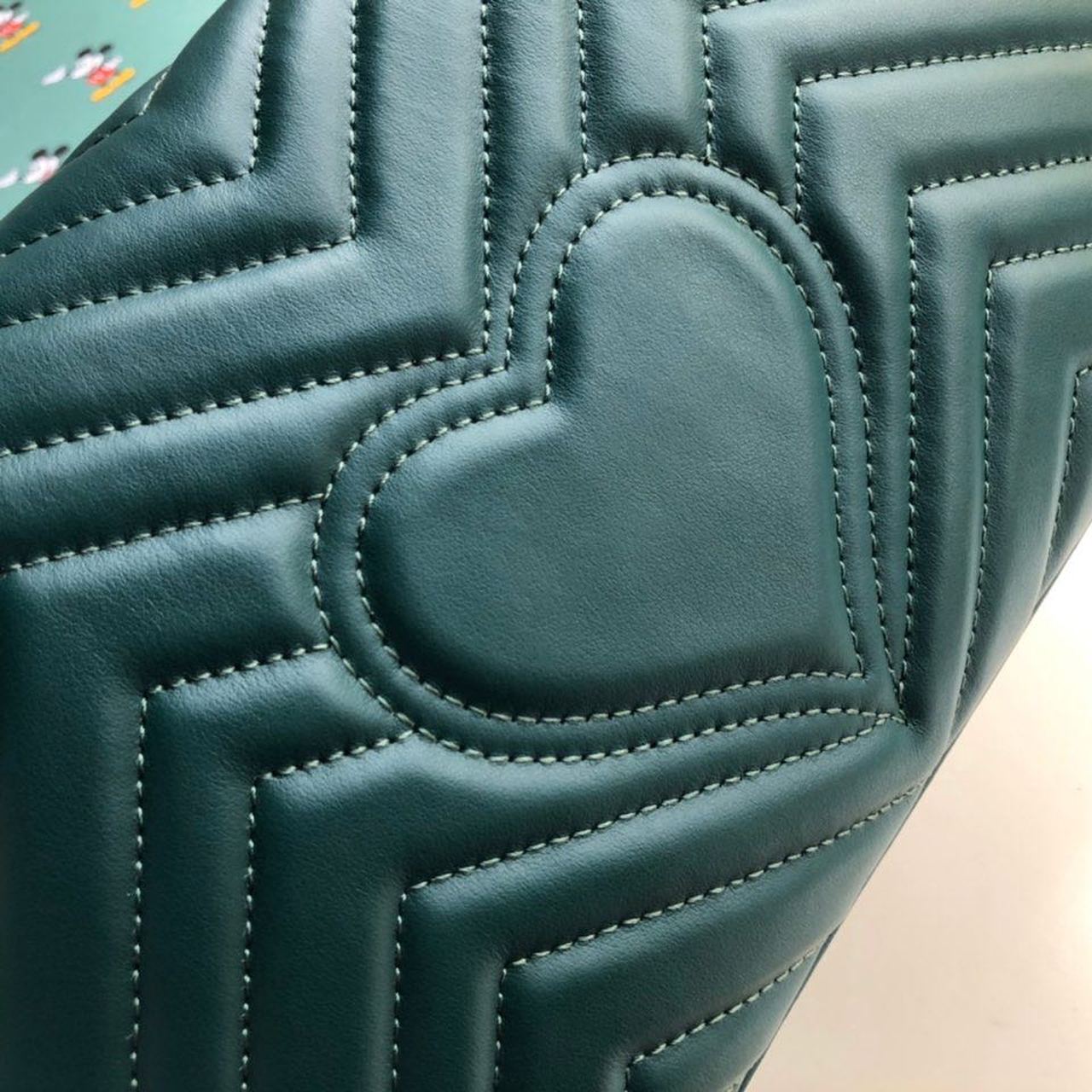 Gucci GG Marmont Small Matelassé Shoulder Bag Green Matelassé Chevron For Women 10in/26cm 443497