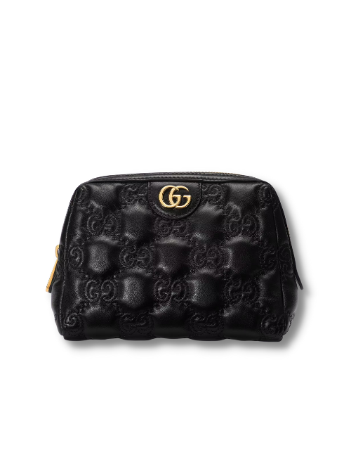 Gucci GG Matelass? Beauty Case Black/Pink/Grey For Women?  ?726047 UM8IG 1000 6.2 in/ 16 cm