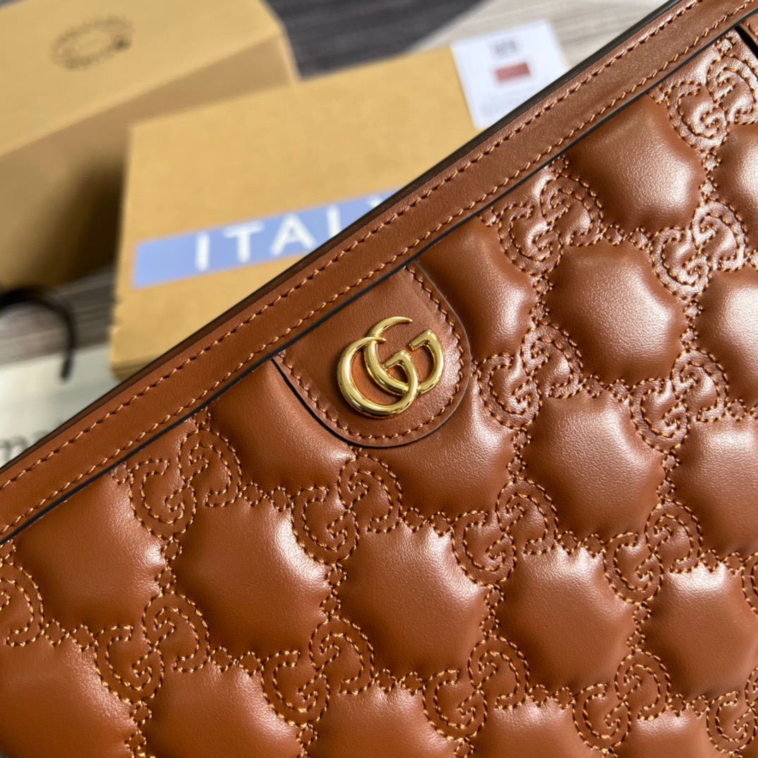 Gucci GG Matelass? Pouch Black/Brown/ Grey For Women? 723780 UM8IG 1000 10.6 in/ 27 cm
