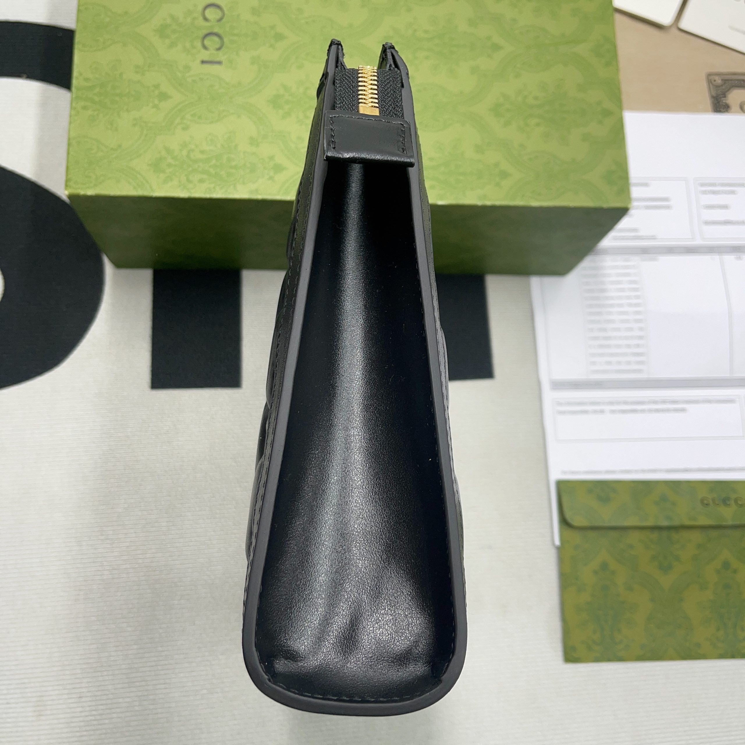 Gucci GG Matelass? Pouch Black/Brown/ Grey For Women? 723780 UM8IG 1000 10.6 in/ 27 cm